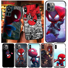Funda de silicona negra de Marvel para IPhone, carcasa bonita de Spider Man para Apple, 12 Mini, 11 Pro, XS, MAX, XR, X, 8, 7, 6S, 6 Plus, 5S, SE 2024 - compra barato