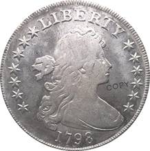 Moneda de los Estados Unidos de América 13 estrellas 1798 busto drapeado de La Libertad un dólar pequeño águila cuproníquel monedas de copia chapadas en plata 2024 - compra barato