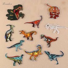 XINAHER dinosaur Embroidery Patches for Clothing DIY Stripes Appliques Clothes Stickers Iron on Animals Badges 2024 - buy cheap