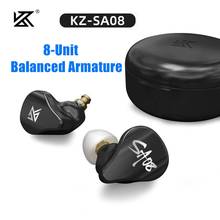 KZ SA08 TWS Bluetooth наушники 8BA подлинные беспроводные Игровые наушники с сенсорным шумоподавлением Спортивная гарнитура PK Z1 S2 S1 ZAX ASX 2024 - купить недорого