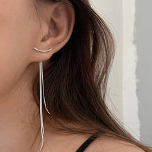 LISM Silver Color Temperament Elegant Long Rear-Hanging Tassel Earrings For Women Girl Birthday Jewelry Drop Shipping 2024 - buy cheap