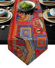 Africa Indian Elephant Cotton Linen Table Runner for Family Dinner Wedding Party Holiday Farmhouse Thanksgiving Christmas 2024 - buy cheap