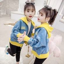 Kids Clothes Trench Coat For Baby Children Windbreaker For Girls demin Hoodid Graffiti Zip Jacket 2-4-6-8-10-12 Years 2024 - buy cheap