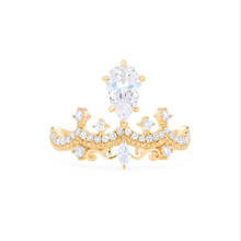 Brillante joyería Vintage de Plata de Ley 925 y oro rosa, gota de agua, corte de pera, CZ 5A, promesa, anillo de corona de boda para mujer 2024 - compra barato