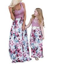 Vestido mãe e filha, sem mangas, floral, longo, mãe e filha, roupas, filha, família, roupas, combinar 2024 - compre barato