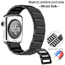 Pulseira magnética de aço inoxidável, para apple watch band, 44mm, 40mm, iwatch 42mm, 38mm, bracelete de ligação metálica, apple watch series 6, 5, 4, 3, se 2024 - compre barato