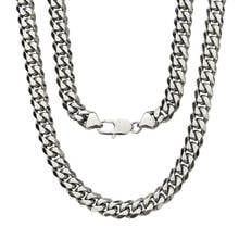 Collar de cadena de acero inoxidable para hombre y mujer, cadena de eslabones de 6/8/10/12mm, estilo cubano, Miami, Hip hop, plateado 2024 - compra barato