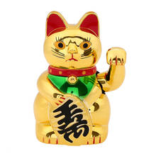 Статуэтка фэн-шуй китайская на удачу, милая Золотая Статуэтка машущей рукой кошки, 5 дюймов, для творчества, украшения дома, отеля, автомобиля, подарок на день рождения 2024 - купить недорого