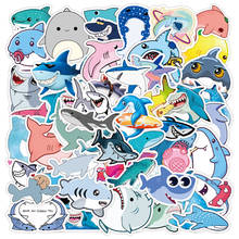 Adesivos 50 tamanhos, azul, mar, tubarão, desenho animado animal para diy bagagem scrapbook skate computador laptop motocicleta telefone 2024 - compre barato