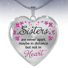 To My Sister-collar con colgante de corazón para mujer y niña, colgante de hermana, nunca se separan, tal vez en la distancia, pero no en el corazón, regalo de joyería 2024 - compra barato