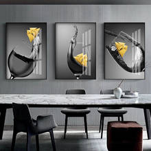 Exquisite Wine Glass Golden Boat Nordic Canvas Anime  Poster Modern Kitchen Room Decor Aesthetic Champagne Wall Art Painting 2024 - buy cheap