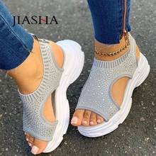Fashion slip-on summer sandals women shoes 2022 height increasing solid casual shoes woman sandals platform mesh 2024 - buy cheap