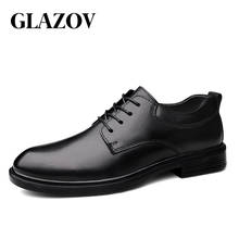 GLAZOV Mens Oxfords Shoes Genuine Leather Dress Shoe Male Wedding shoe social chaussure homme Fluff Office Formal Shoe Plus Size 2024 - buy cheap