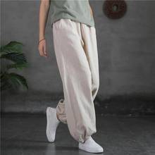Trajnatural calças femininas de algodão, calças de harém com cintura elástica e confortável para outono de 2021 2024 - compre barato