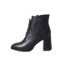 Botas femininas de cano curto, tamanho grande 9 10 11 12, para mulheres, sapatos de inverno com cadarço e camurça 2024 - compre barato