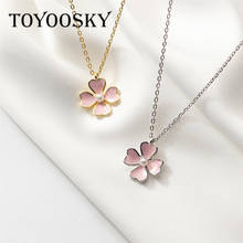 TOYOOSKY Elegant Delicate Jewelry 925 Sterling Silver Pearl Flower Necklace Pink Plant Necklaces Fine Jewelry Girl Gift Wholesal 2024 - buy cheap