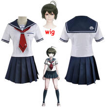 Fantasia de cosplay danganronpa, uniforme feminino naegi komaru, saia/top/gravata/meias/peruca de anime jk, uniforme escolar 2024 - compre barato