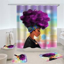 4 Pcs/Set Toilet Pad Cover Bath Rug Mat Fabric Shower Curtain Set for Bathroom African American Woman Shower Curtain Sets Hooks 2024 - buy cheap