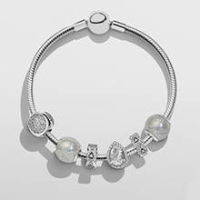 NEW NEWEST 925 Sterling Silver Rose gold bracelet Classic buttons suits Clear CZ Charm Bead fit Bracelet DIY For Jewelry 2024 - buy cheap