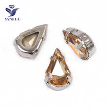 YANRUO-diamantes de imitación cosidos para costura de cristales, piedras doradas en forma de pera, sombra dorada, todos los tamaños, 4300 2024 - compra barato