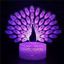 Nighdn 3d night lamp criativo pavão led nightlight quarto candeeiro de mesa decoração para casa presentes aniversário para crianças brinquedos natal
