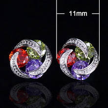 HUAMI Jewelry for Women Stud Earrings Colorful Zircon White Purple Color Bride Gift Joyeria Fina Para Mujer Wedding Earrings 2024 - buy cheap