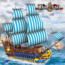 2020 New DIY Bluesail Pirate Ship Model Building Blocks Bricks Creative Great Sailing World Toy for Kids Christmas Gifts 2024 - buy cheap