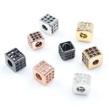 Cuentas espaciadoras europeas para fabricación de joyas, abalorios cuadrados con forma de Micro pavé AAA de 6x5mm, 3 unids/lote 2024 - compra barato