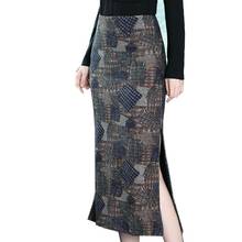 plus size 5XL!autumn winter thick plaid skirt women high waist split package hip pencil skirt 2024 - buy cheap