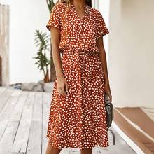 Sexy V-neck Summer Dress Women Vintage Casual  Polka Dot Print Dress Short Sleeve Long Party Dress Vestidos 2024 - buy cheap