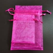 Bolsa de joyería al por mayor, rosa roja, bolsas grandes de joyería, bolsa con cordón, bolsas de tela de Organza, bolsas de regalo, bolsas de embalaje 2024 - compra barato