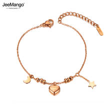 JeeMango Romantic Stainless Steel Love Heart Star Moon Charm Bracelets For Girls Bohemia CZ Crystal Chain Link Bracelet JB20045 2024 - buy cheap