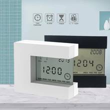Mesa & mesa lcd relógios calendário despertador relógio digital branco com casa termômetro & contagem regressiva temporizador a pilhas 2024 - compre barato