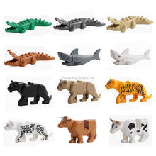 Совместимость Legoes 12 шт./компл. город Животные строительные блоки Zoon цифры модель Крокодил, Акула корова развивающие игрушки 2024 - купить недорого
