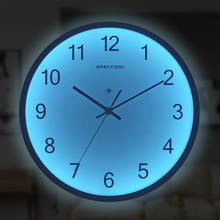 Современные металлические цифровые большие настенные часы, тихий синий лунный Ночной светильник, большие часы с голосовым датчиком, домашний декор, настенные часы для гостиной 2024 - купить недорого