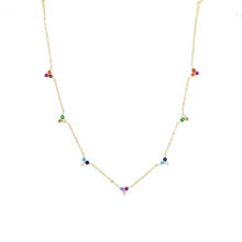 925 sterling silver Triangle cz charm cz station collar choker necklace gold filled colorful rainbow cz vermeil gorgeous jewelry 2024 - buy cheap