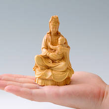 Escultura de Guanyin Buda de madera, estatua Feng Shui, Guan Yin, decoración del hogar, 10CM 2024 - compra barato