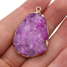 Natural Stone Pendant Golden-plated Druzy for Jewelry Making DIY Necklace Pendant Gifts for Women 2024 - buy cheap