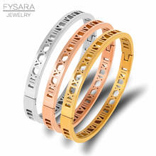 FYSARA Fashion Charm  Hollow Roman Numerals  Stainless Steel Bangle Gold Color Bracelet For Women Jewelry Cuff Bangles 2024 - buy cheap