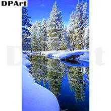 Алмазная картина полностью квадратная/круглая дрель Снежные пейзажи вдоль потока 5D Daimond Набор для вышивки крестом картина мозаика картина Y339 2024 - купить недорого
