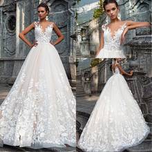 Custom Made V-neck Backless Tulle A-line Applique Lace Wedding Gowns vestido noiva 2021 Wedding Dress Boho 2024 - buy cheap