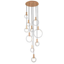 Modern LED stair chandelier lighting Nordic living room ceiling pendant lamps bedroom Acrylic rings fixtures Wood hanging lights 2024 - buy cheap