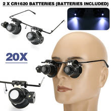 Lupa de óculos com luzes led 20x, lupa de lente para joalheiro, fabricação de joias, ferramenta de reparo para relógio 2024 - compre barato