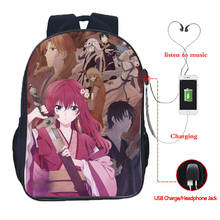 Mochila Kawaii Akatsuki no Yona para niño y niña, Bolsa Escolar, regalo con estampado de Anime, morral para adolescentes, morral para libros con carga USB 2024 - compra barato