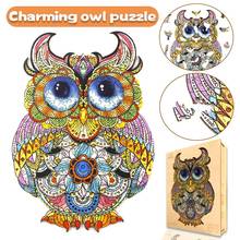 Charming Owl Wooden Animal Puzzle for Adults Children Wood DIY Crafts Animal Shaped Jigsaw Educational Interactive Puzzles Toys 2024 - buy cheap