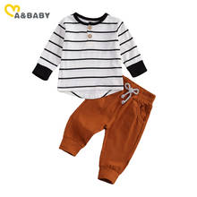 Костюм для мальчика Ma & Baby, повседневный комплект одежды в полоску, футболка и штаны, весна-осень От 0 до 2 лет г., малыш новорожденный младенец 2024 - купить недорого