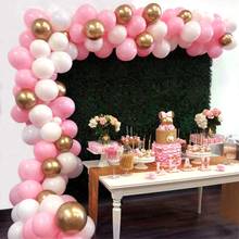 Набор латексных воздушных шаров для девочек, комплект из 117 розовых, белых, золотых шаров для бейби шауэра, девичника, украшения для дня рождения, воздушные шары, гирлянда, арочный комплект 2024 - купить недорого