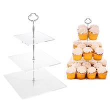 3 Layer Square Acrylic Party Cupcake Macaron Cake Holder Stand Display Rack 2024 - buy cheap