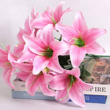 Flores artificiales de seda para boda, ramo de flores de lirio europeo Multicolor, decoración de fiesta en casa, 10 cabezas 2024 - compra barato