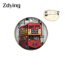 ZDYING-broche de furgoneta de Londres Chapado en plata, alfileres artesanales de 25mm, cúpula de cristal, insignia de viaje de Inglaterra, regalos, BU003 2024 - compra barato